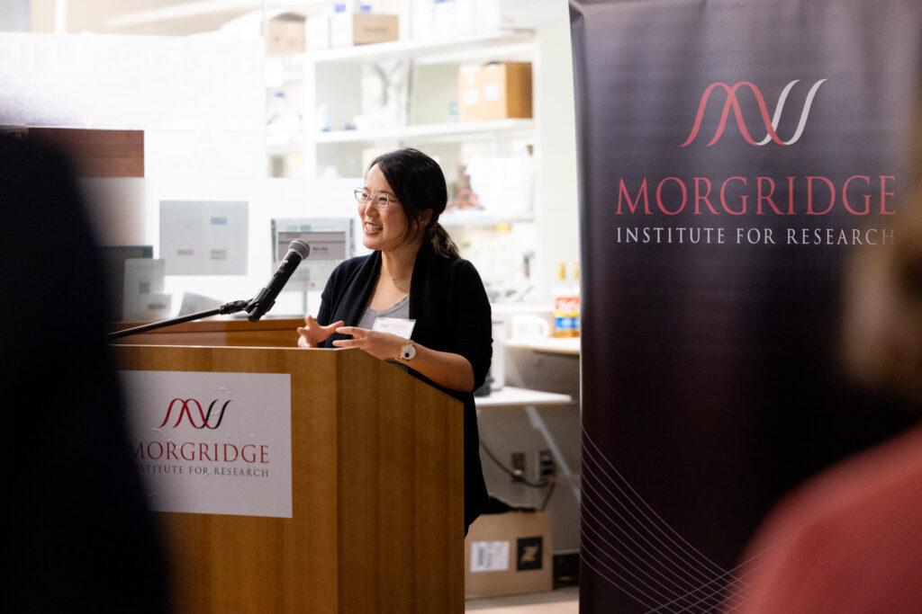 Morgridge Investigator Jing Fan gives her opening remarks.