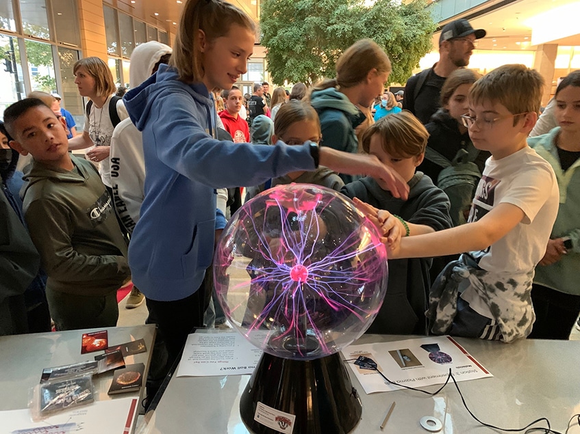 Playing with plasma at the WSF Science Exhibition Fair.