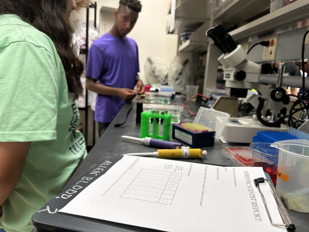 Students act as forensic scientists and analyze samples of 