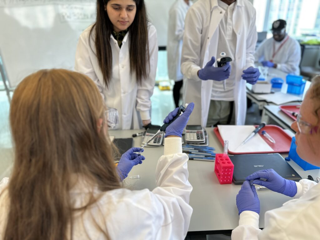 Learning how to handle a micropipette to transfer small volumes of liquid is an important lab technique.